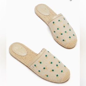 Kate Spade Pineapple Canvas Mules, Size 7, NWT